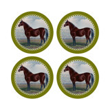 English Thoroghbred Vegan Leather Round Pebble Placemat