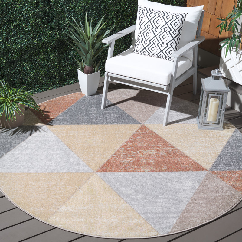 Tapis gris / rouille Isidoro, Rond 6 pi 7 po