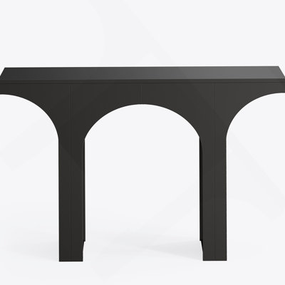 47-Inch Modern Black Console Table With Arched Base For Entryway, Hallway, And Behind Sofa – Narrow And Stylish