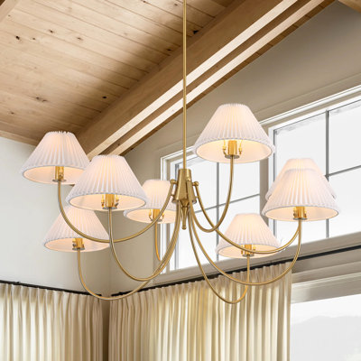 Lustre plissé en tissu moderne à 8 lumières Morvan