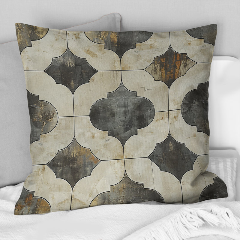 Coussin Beige Modern Trellis II - Modern, H 16 po x l 16 po