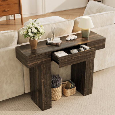 47" Console Table with Storage Drawer,Sofa Table Behind Couch,Charcoal