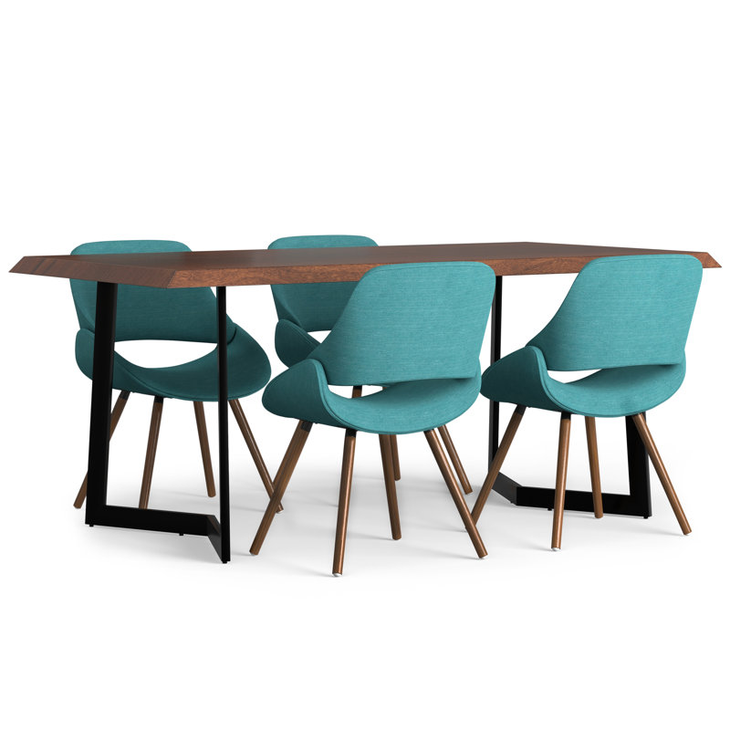 Malden 4 - Person Solid Wood Solid Wood Top Double Pedestal Dining Set, Turquoise Blue
