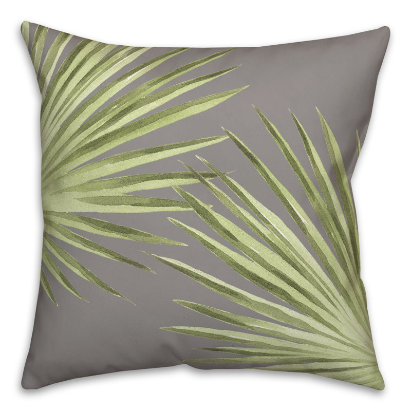  Housse et insert de coussin carré d'extérieur Palm Leaves, Gris, 18 po x 18 po