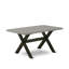 Ensemble de table de salle à manger 7 pièces composé d'une table de salle à manger rectangulaire avec pieds en X et 6 chaises rembourrées en tissu de lin gris, finition noire brossée-687026731-687026728-687026724