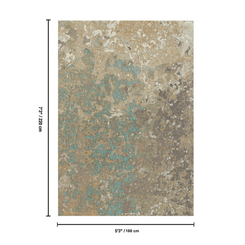 Tapis en polyester multicolore turquoise 5 pi 3 po X 7 pi 3 po Durable pour les endroits très passants | Idée de cadeau