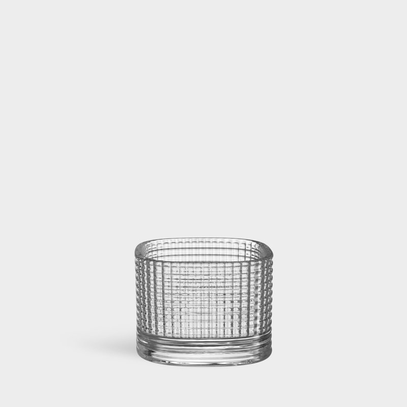 Magica Crystal Glass Tabletop Votive Holder, 2'' H X 2.8'' W X 2.8'' D, Clear