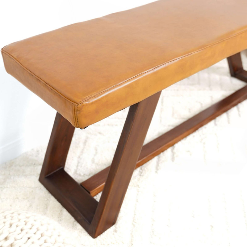 Banc en cuir véritable Marley brun clair