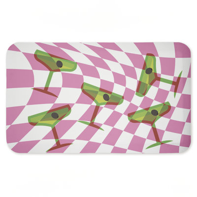 Bright Retro Cocktail Glasses Printed Anti-Fatigue Floor Mat, design by Lil' Rue, 30"x18"
