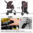 Foldable Pet Stroller, 3 Wheels Folding Carrier Jogger Stroller for Dogs Cats with Canopy and DIY Stickers-101628880
