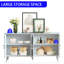 Armoire de rangement moderne en argent champagne - 4 portes, stable, pour porte de salle à manger, cuisine