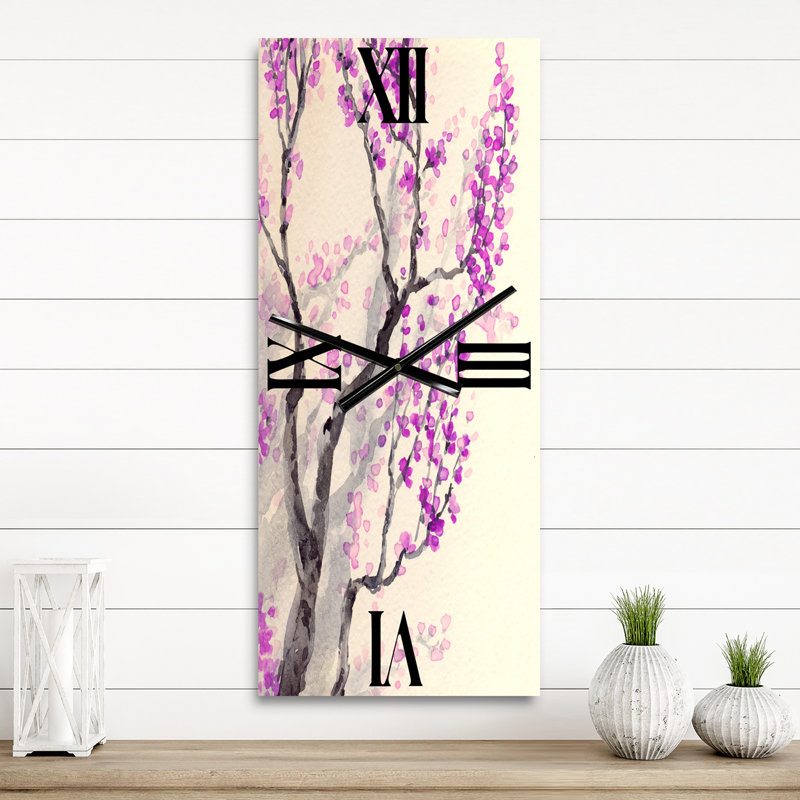 Horloge murale fleurs de printemps sur des branches d'arbres, Grand