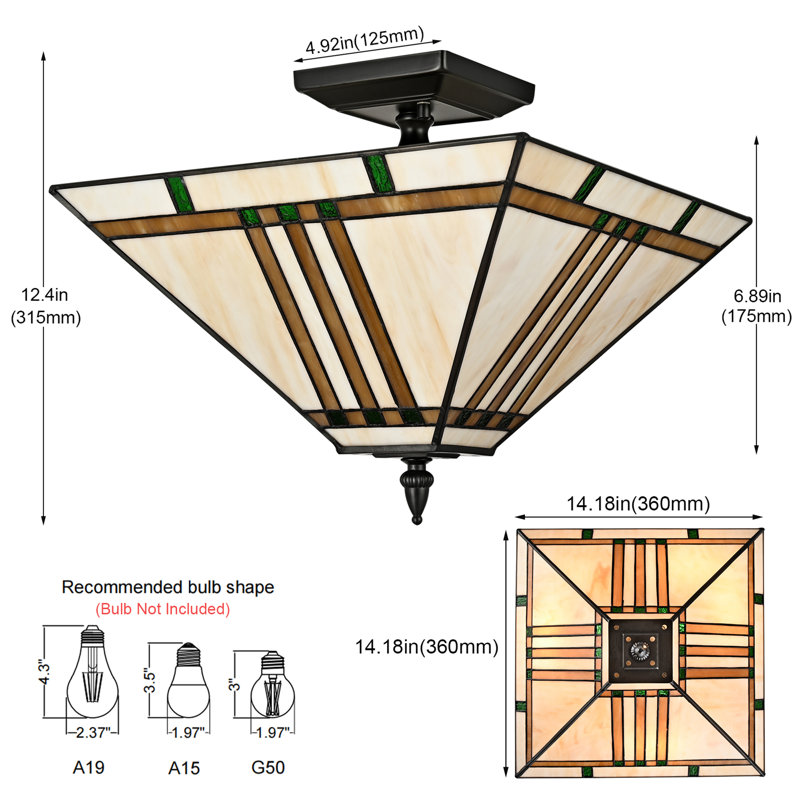 3-Light Tiffany Style Ceiling Lights
