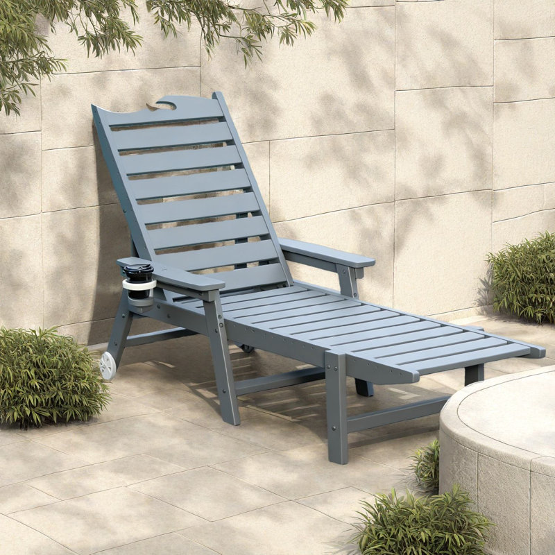 Chaises longues de patio grises et résistantes, conception réglable en PEHD pour jardin