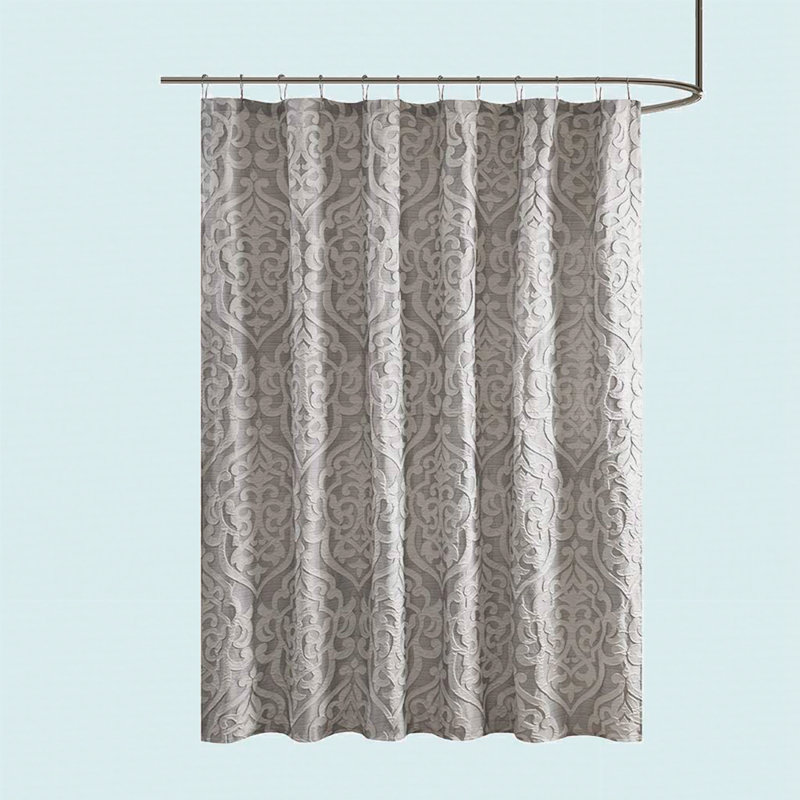 Rideau de douche en coton, Médaillon damassé, Argent