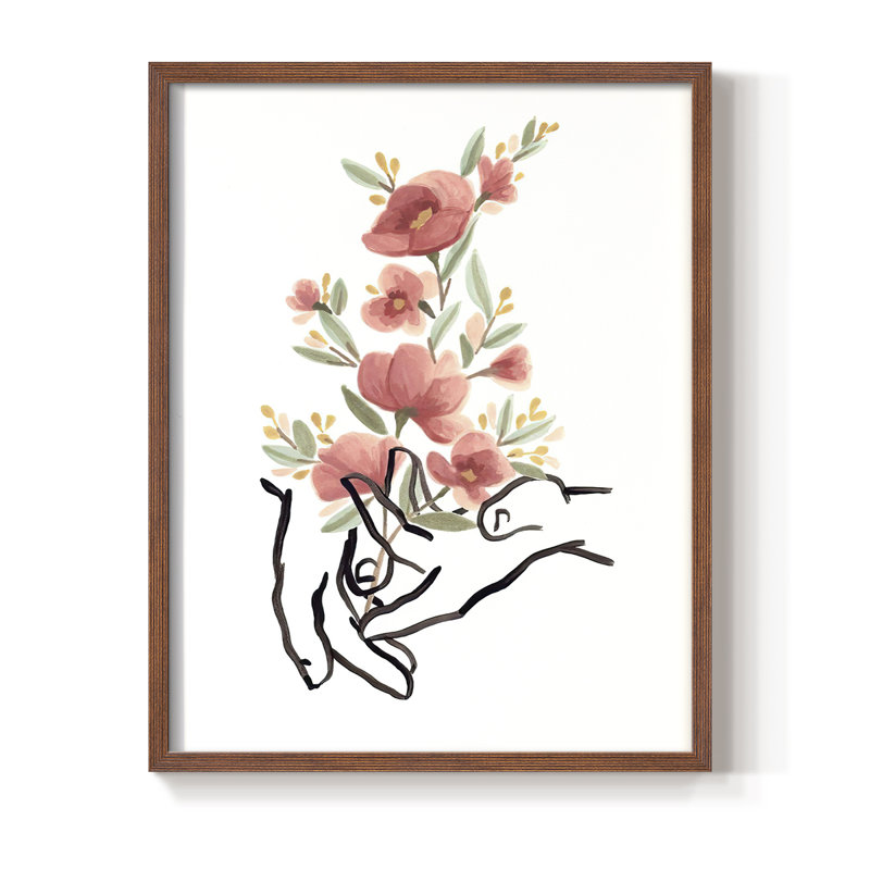 «HandsAndFlowers II», reproduction encadrée - bois massif, H 21 po x l 17 po, Noyer