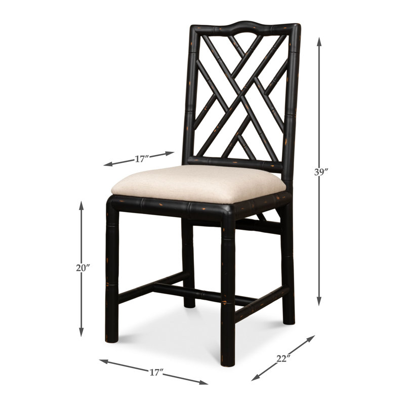 Brighton Fabric Cross Back Side Chair in Beige, Black