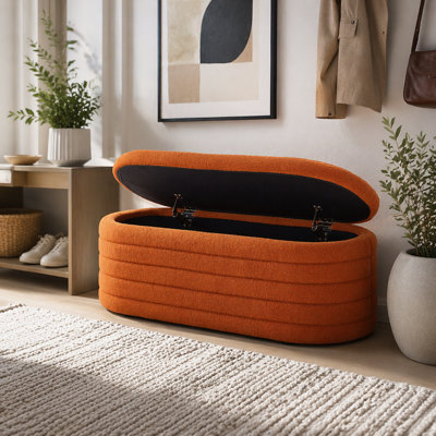 Modern Oval Storage Ottoman Bench