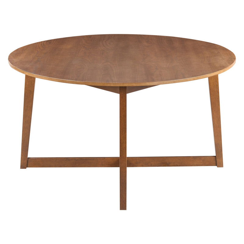 Round Solid Wood Base Dining Table, Dark Oak