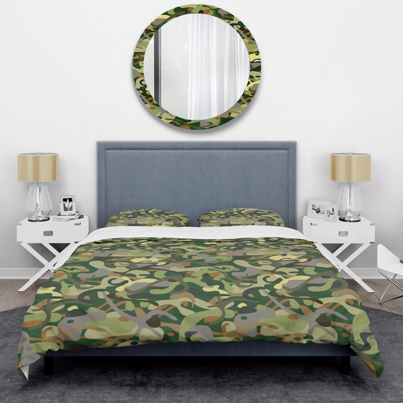 Motif de camouflage militaire I - ensemble de housse de couette abstrait - microfibre de polyester