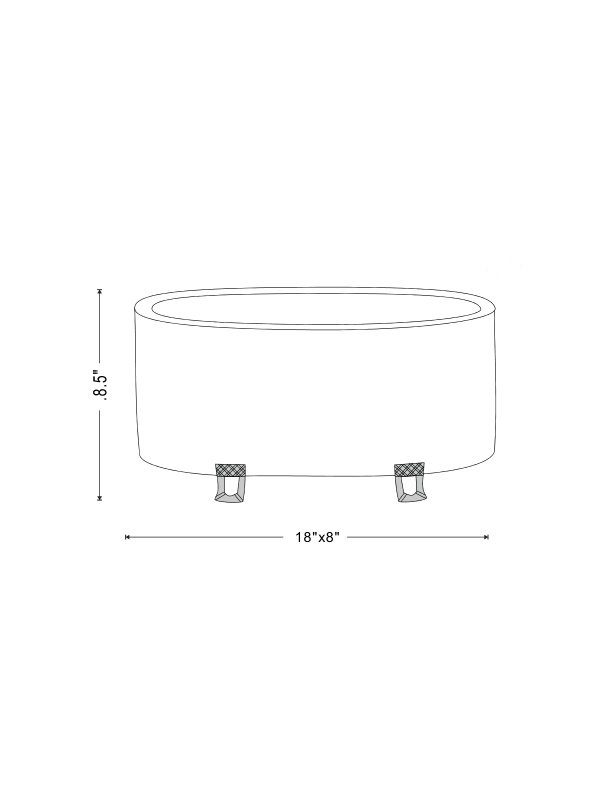 White and Gold Oval Ceramic Outdoor Planter
