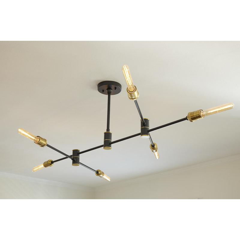 Lustre linéaire moderne Spoutnik 6 lumières Pluton, Bronze