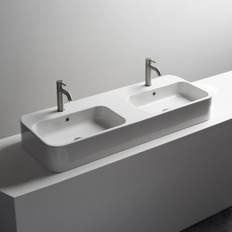 Cosa 47.2'' L Bathroom Sink, Single Hole, Glossy White