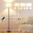 Modern Floor Lamp With Adjustable Brightness, Remote Control, Black, LED Bulbs, White Shade, Foot Switch, Easy Assembly