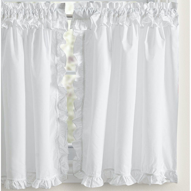 White Sheer Cotton Blend Rod Pocket Cafe Curtain