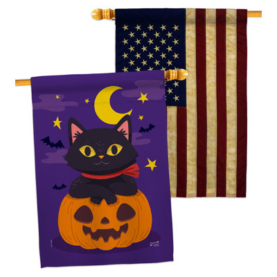 Drapeau d'Halloween pour chat 2 côtés en polyester 40 x 28 po Halloween