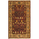 Agra Hand Knotted Wool Oriental Area Rug in Red/Ivory