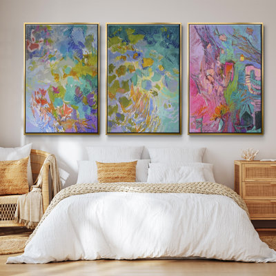 «Let Me Bloom I Am», ensemble de 3 cadres flottants sur toile