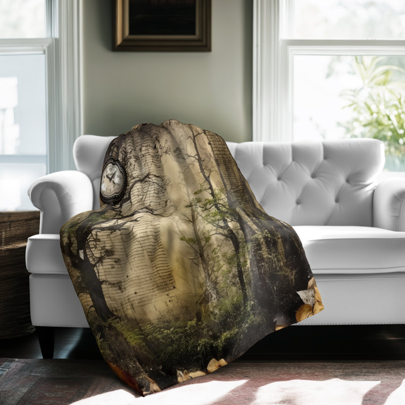 «Obsidian Grove Collage» - couverture en sherpa de qualité supérieure - impression d'art luxueux, Grand lit