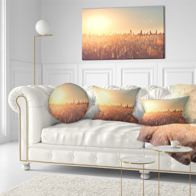 Rural Land under Shining Sun - Landscape Printed Throw Pillow