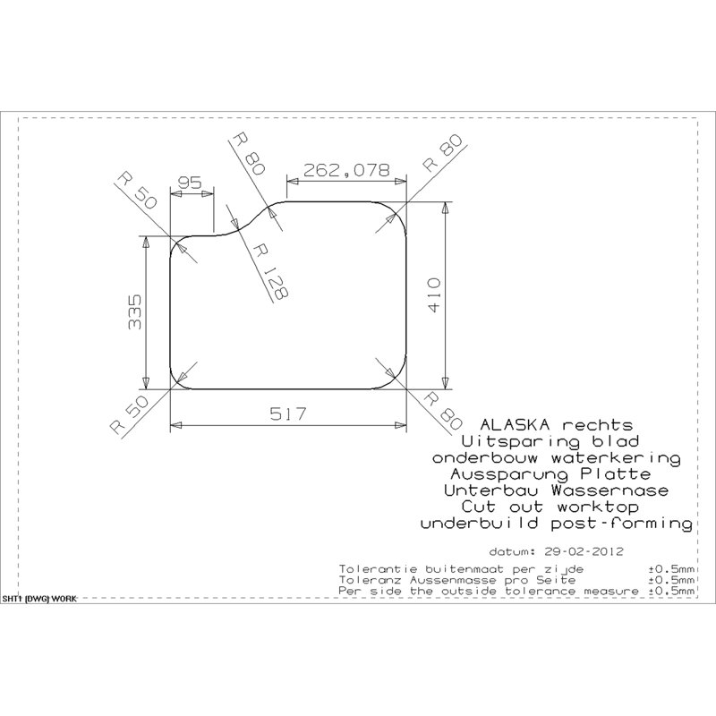 57cm x 47cm Undermount Sink with Bowl and Drainer in Stainless Steel