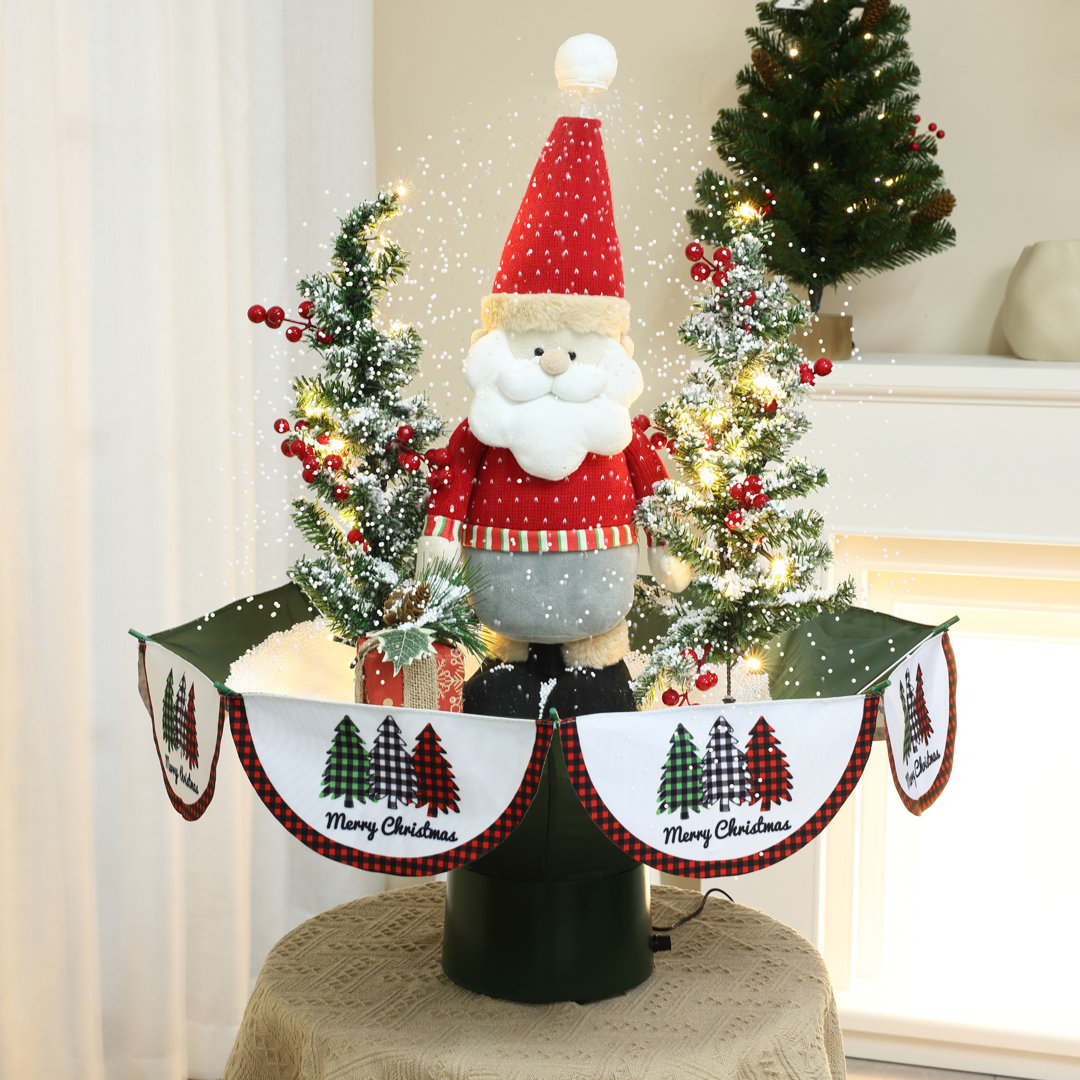 Holiday 31.5" Animated Musical Snowing Christmas Trees and Santa Decor with LED Lights The Holiday Aisle®