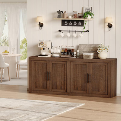 70.8" Mid-Century Modern Sideboard Buffet Cabinet with 4 Wood Doors & Modular Storage