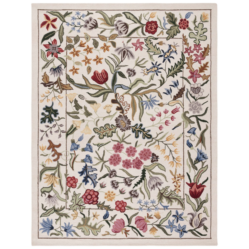 Jamaine Hand Tufted Wool Floral Rug, Rectangle 8' x 10'