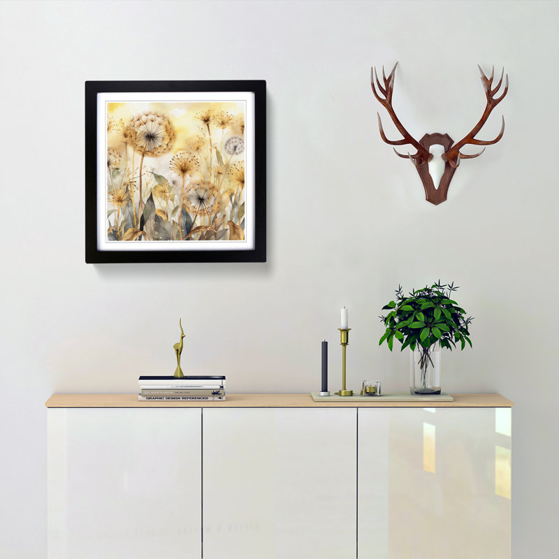 Dandelion Boho - Framed Print, Black