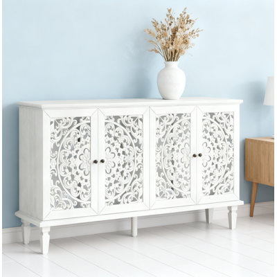 Buffet antique 60 "avec sculptures florales