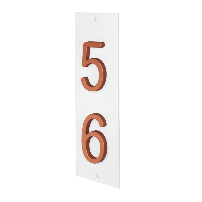 Plaque d'adresse verticale en aluminium Royal Shade, Cuivre, Oui, Blanc