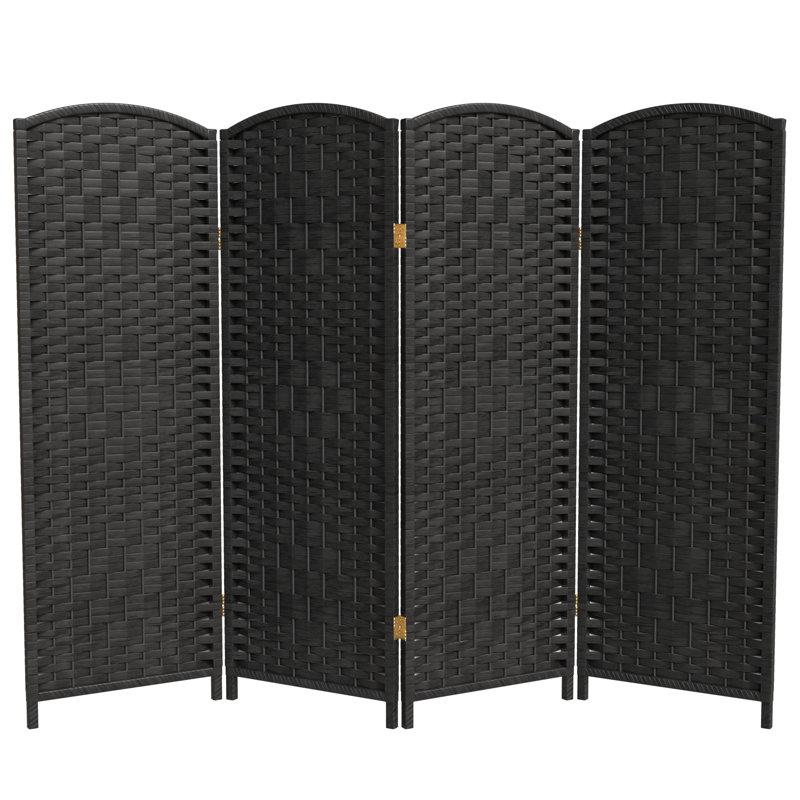 Paravent Short Diamond Weave, 4, 4 pi, Noir
