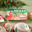 Plateau rétro en forme de père Noël - plateau en céramique des Fêtes avec art rétro du père Noël, des rennes et des bonhommes de neige, vaisselle festive nostalgique pour les biscuits, les hors-d'œuvre et les côtés