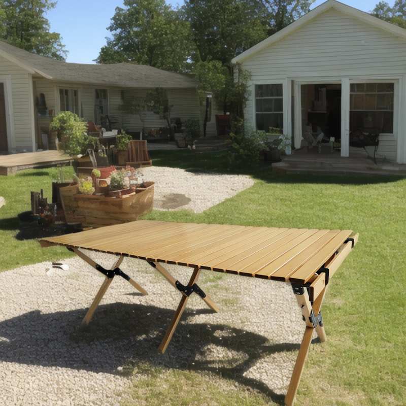Table pliante portative en bois massif - idéale pour le camping, le pique-nique, le plaisir dans la cour, les voyages, le barbecue, la maison, le patio et le salon
