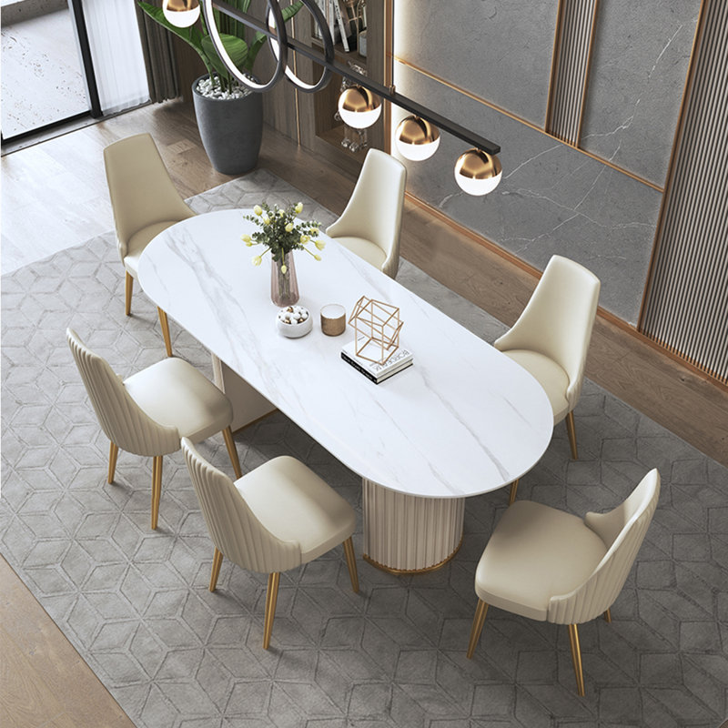 6 - Person Double Pedestal Dining Set, 29.53"H x 70.87"L x 31.5" W