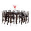 Cet ensemble de salle à manger à hauteur de comptoir 9 pièces comprend une table de cuisine carrée avec piédestal et 8 chaises de salle à manger en similicuir de 54 po x 54 po, cappuccino-129910329-129910328-98589824
