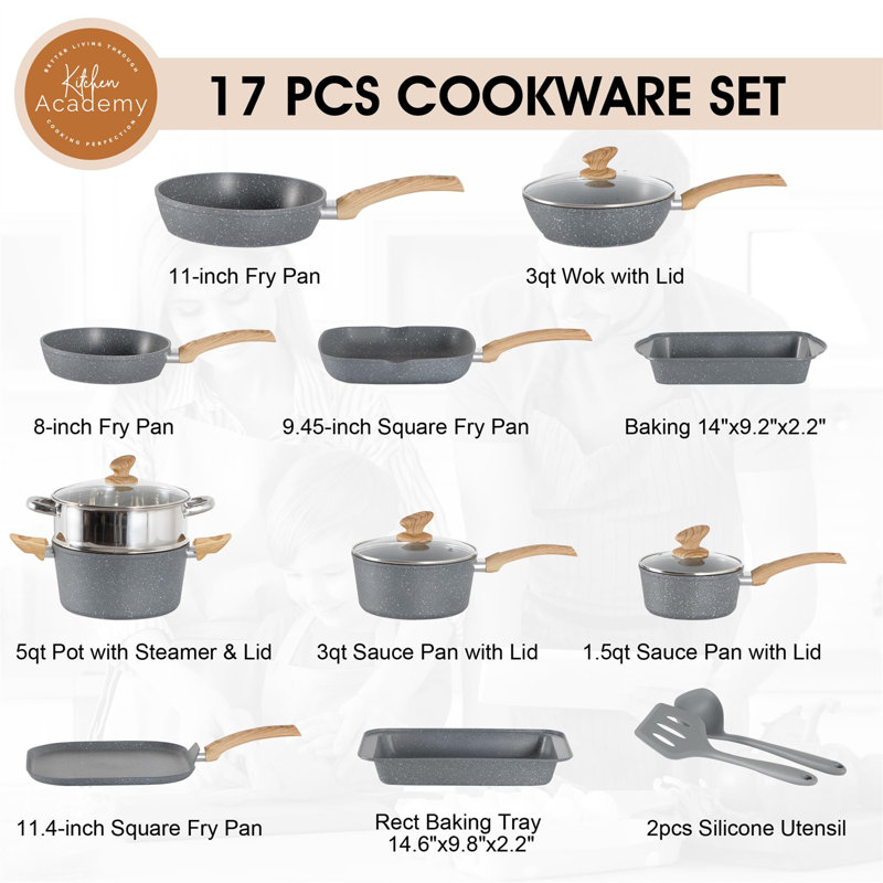 17 - Piece Non-Stick Ceramic Cookware Set