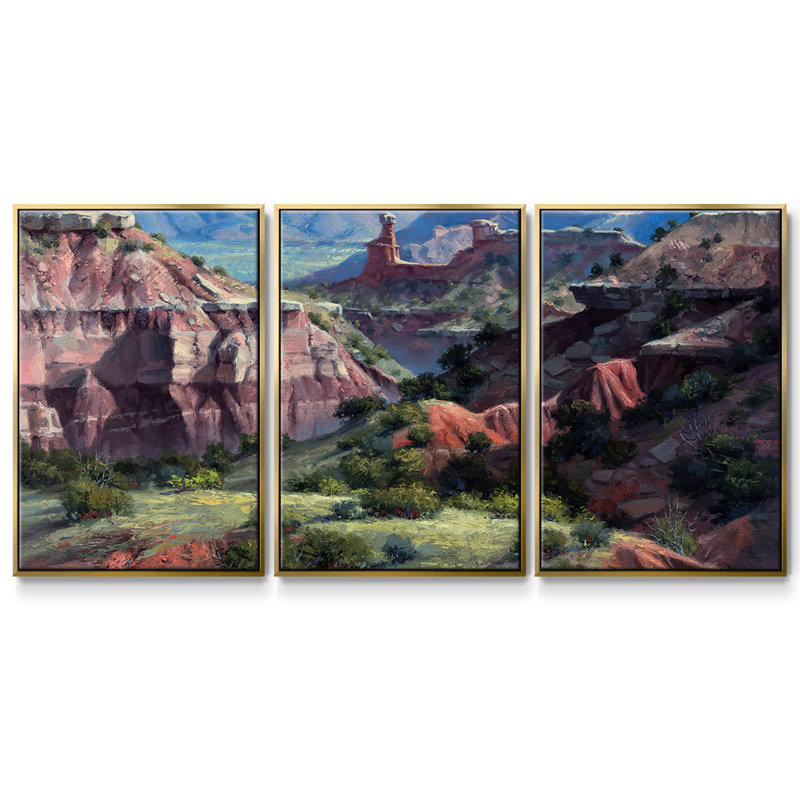 Classic Palo Duro, reproduction sur toile 3 pièces, H 24 po x l 48 po x P 2 po, Or