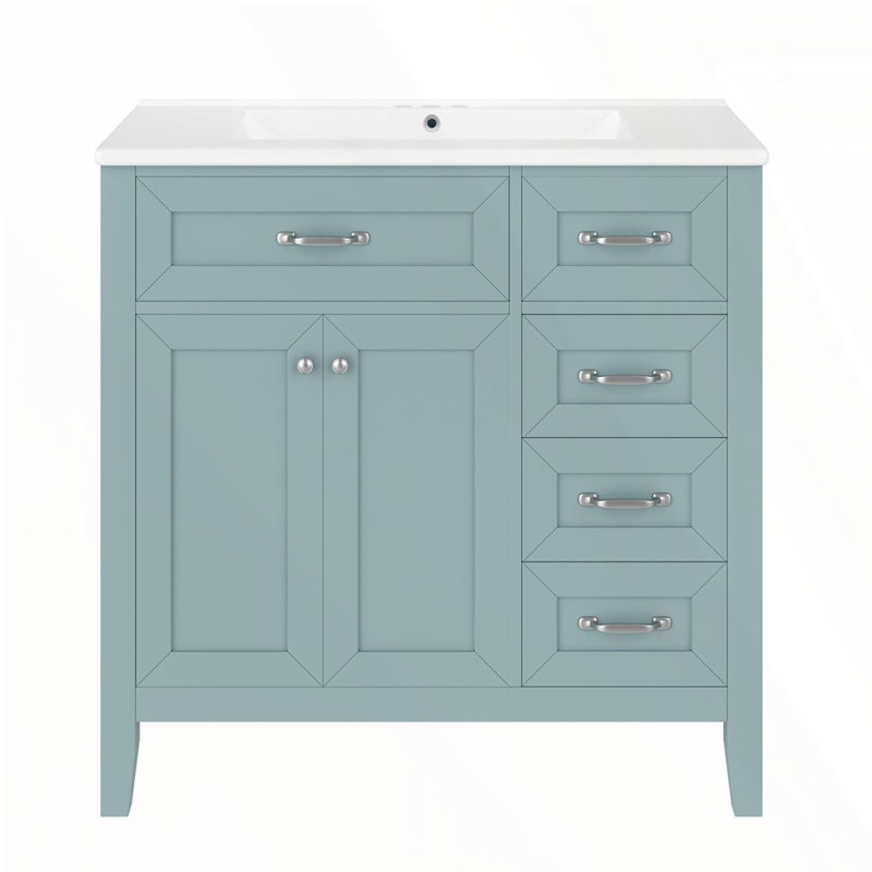 Meuble-lavabo 36 po avec lavabo, Vert, Argent
