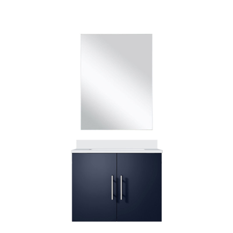 Meuble-lavabo simple.  Comptoir et miroir en marbre de culture, Bleu marine